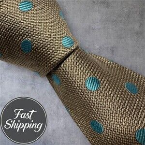 SAMUELSOHN Silk Tie MADE IN ITALY Polka Dot 100% Silk Necktie Gray/Navy/Beige